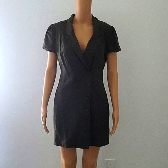 Dark Green Button-Down Dress - Picture 1 of 5